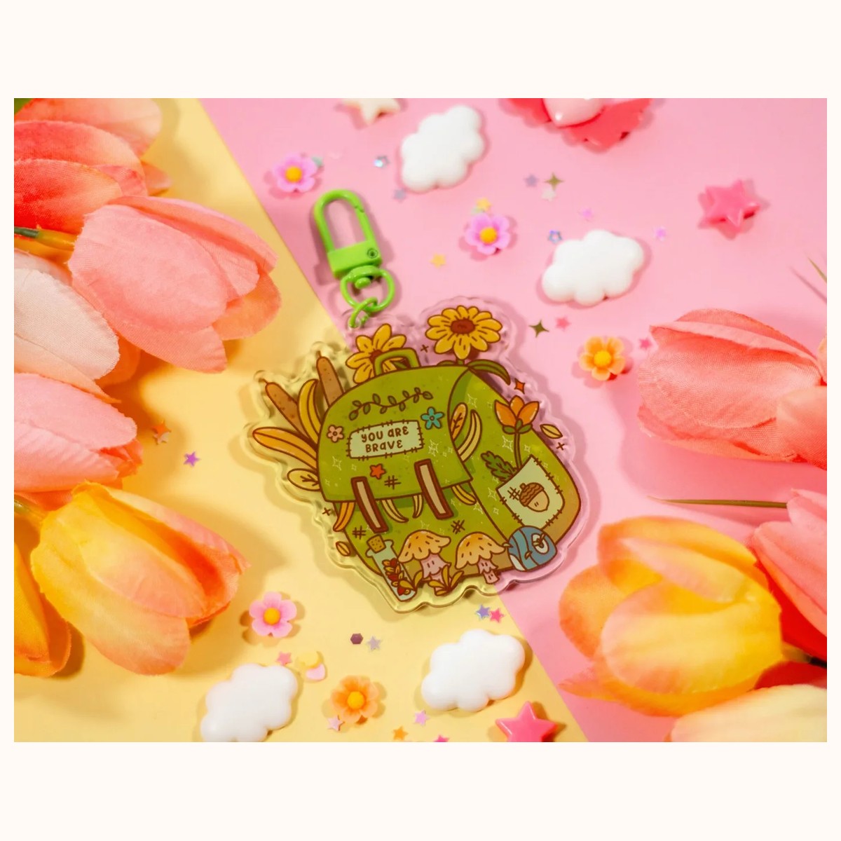 Nature Backpack Aesthetic Cute Acrylic Charm Keychain view 3