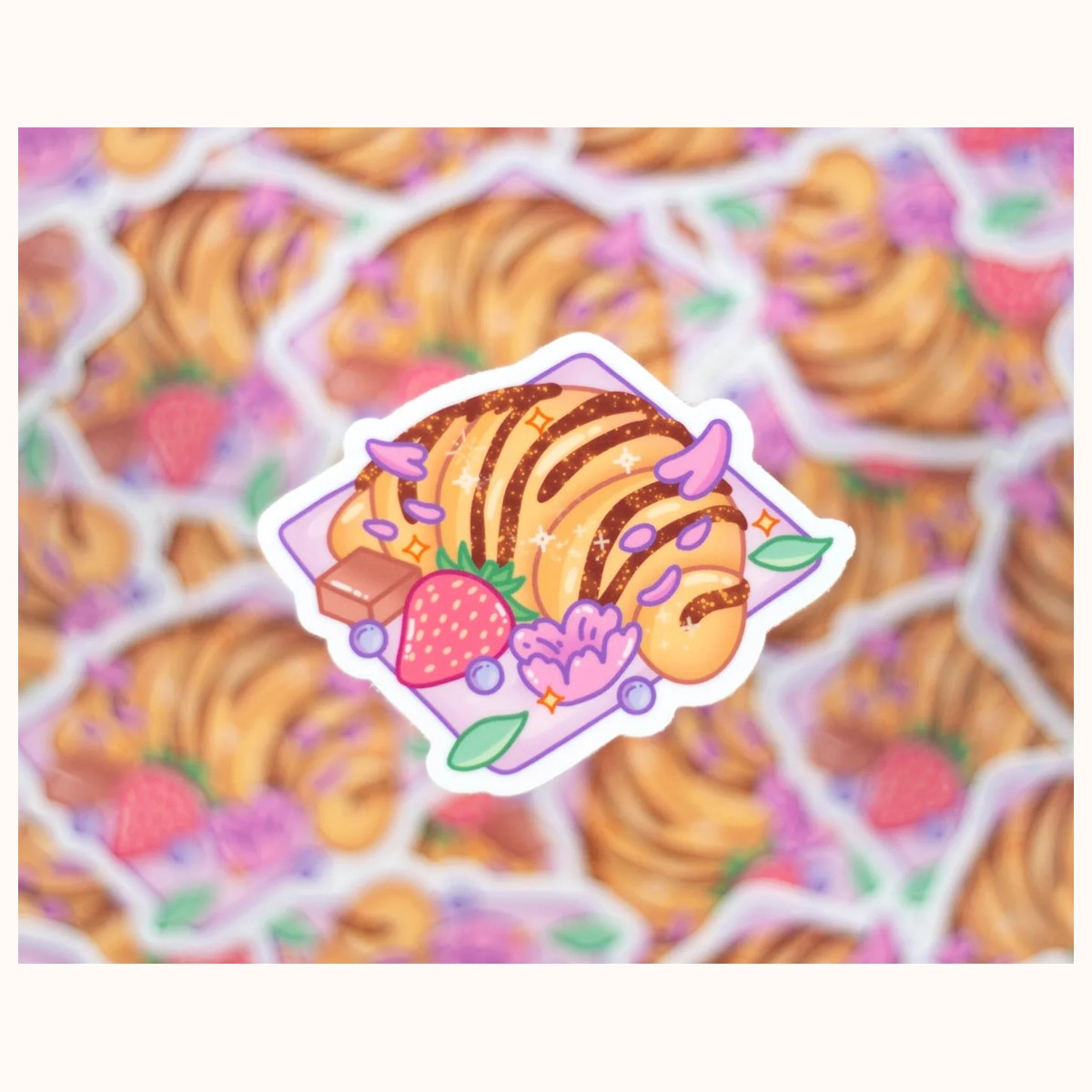 Chocolate Croissant Aesthetic Vinyl Sticker view 2