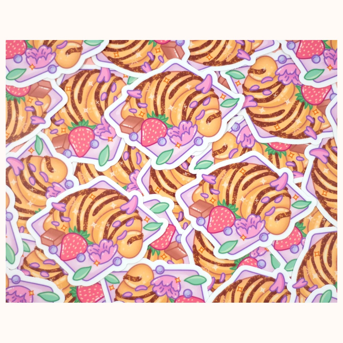 Chocolate Croissant Aesthetic Vinyl Sticker view 3