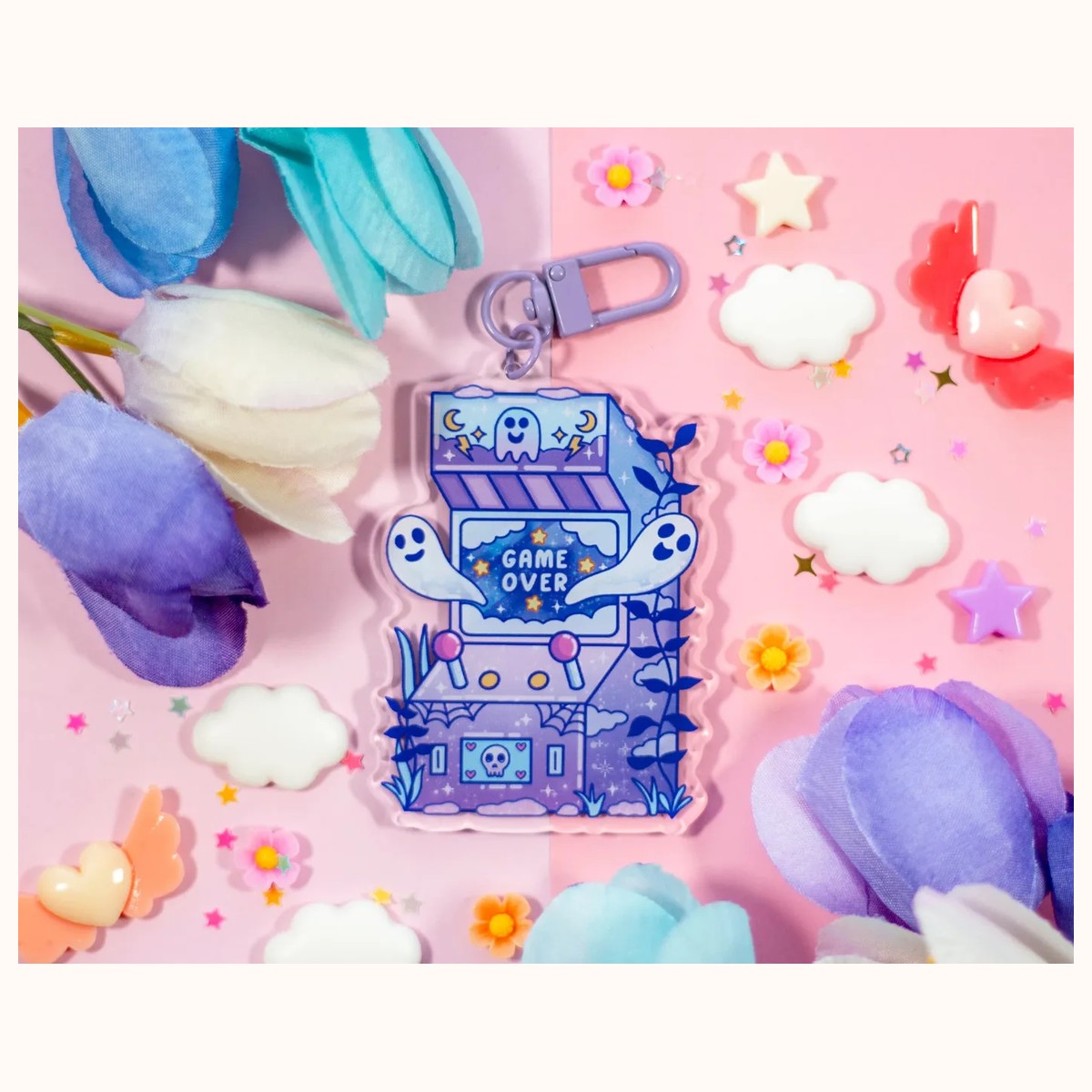 Ghost Arcade Aesthetic Cute Acrylic Charm Keychain by Farouk Book Store