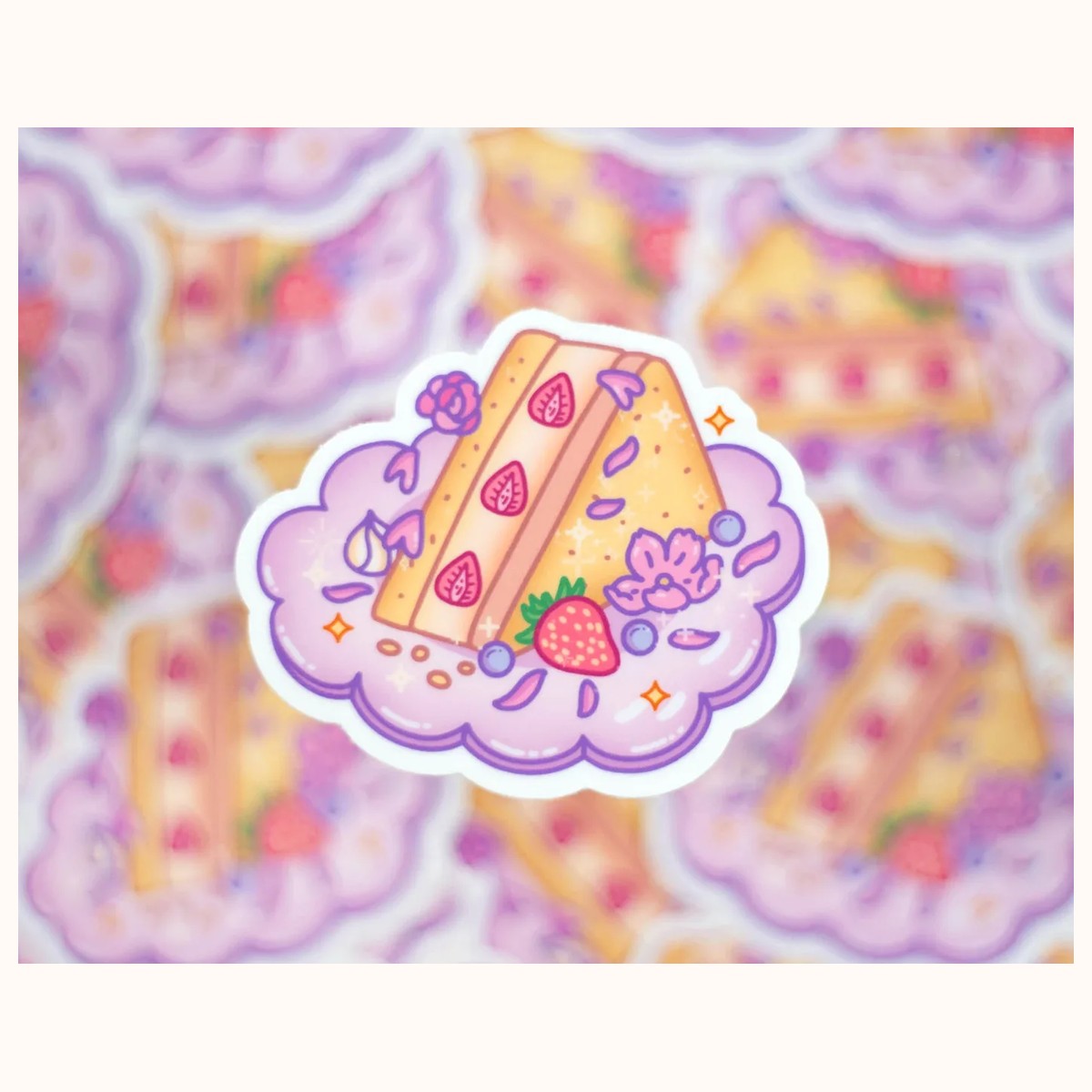 Strawberry Sandwich Aesthetic Vinyl Sticker view 3
