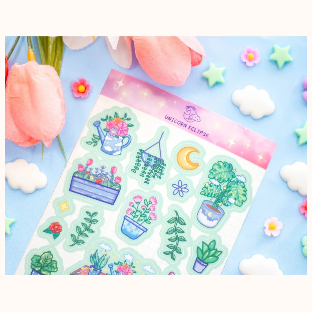Botanical Bliss Aesthetic Cute Sticker Sheet view 2
