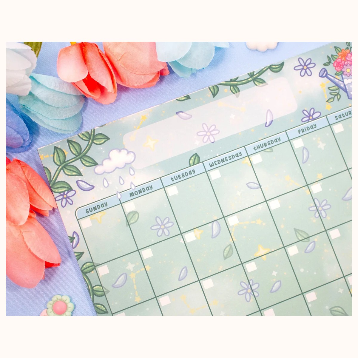 Botanical Bliss Monthly Planner Pad | 24 Pages Dreamy Cute Aesthetic Stationery Note Pad view 3