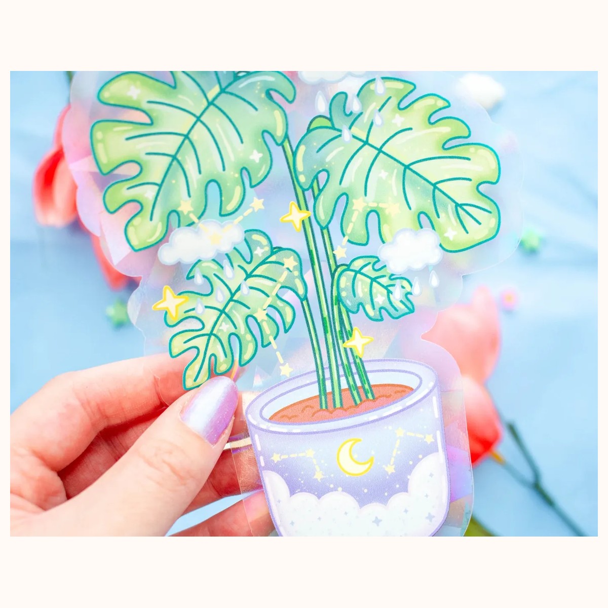 Monstera Suncatcher Sticker | Rainbow Maker Window Decal view 4