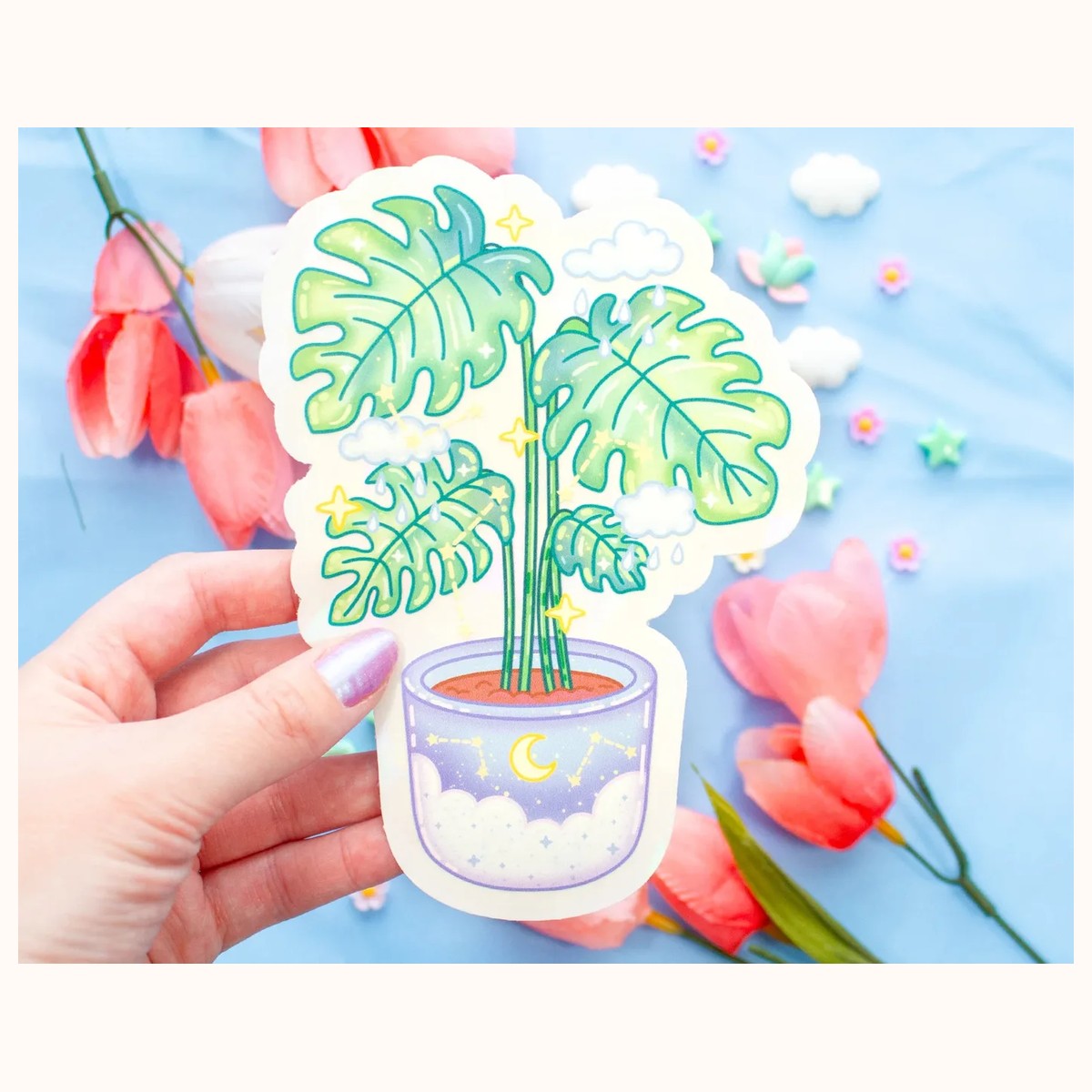 Monstera Suncatcher Sticker | Rainbow Maker Window Decal view 5