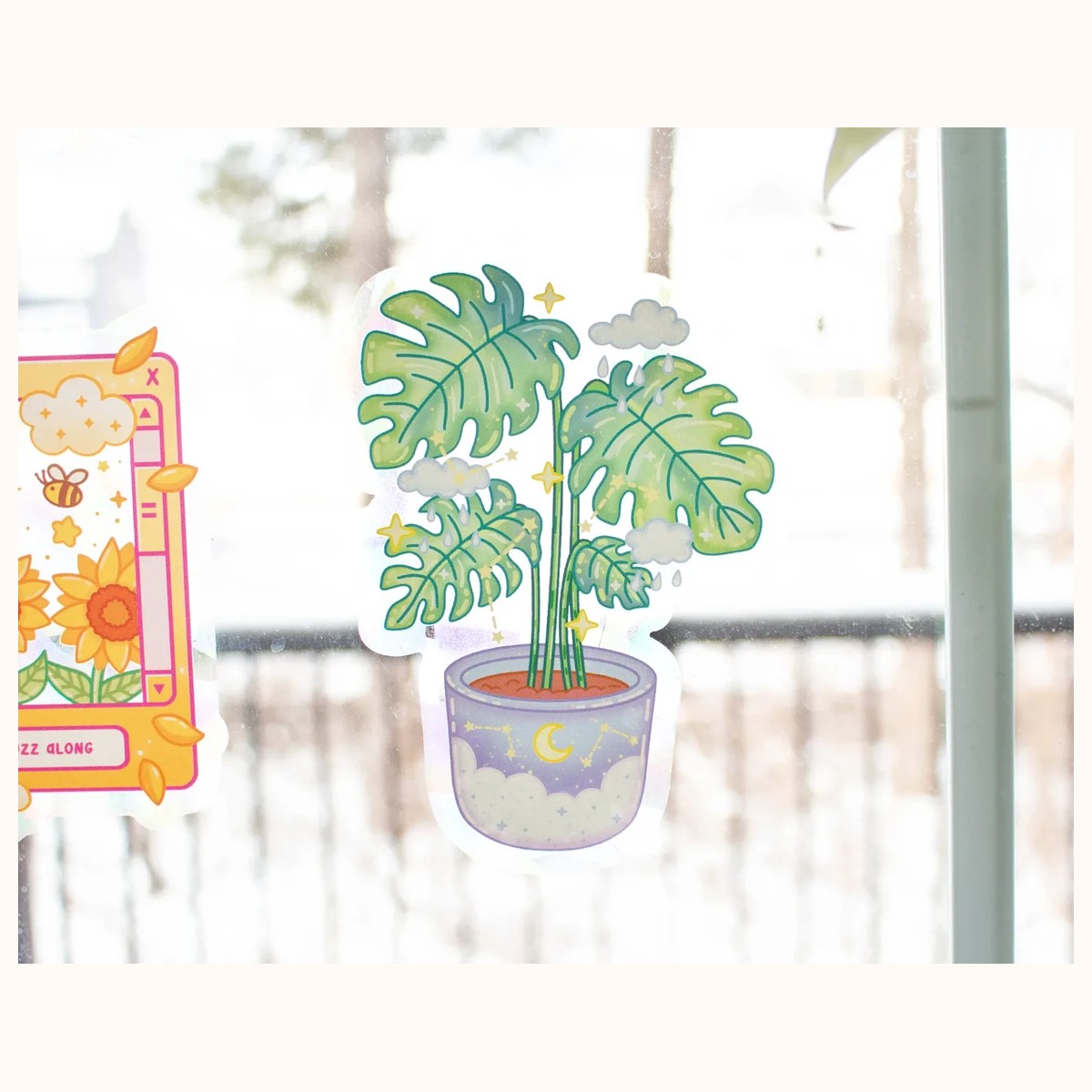 Monstera Suncatcher Sticker | Rainbow Maker Window Decal view 6