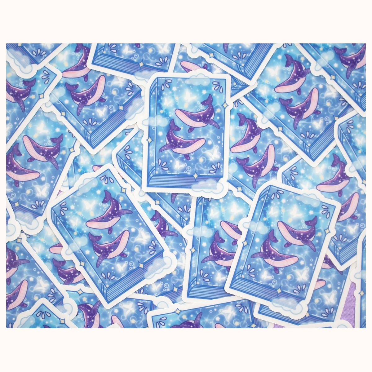Whale Book CLEAR Sticker | Cute Aesthetic Waterproof Durable Laptop Sticker view 4