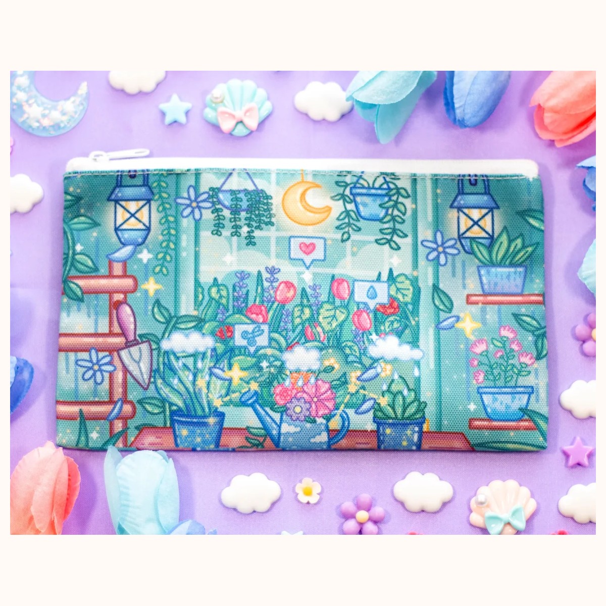 Botanical Bliss Cute Aesthetic Pencil Case | Canvas Bag Zipper Pouch by Farouk Book Store
