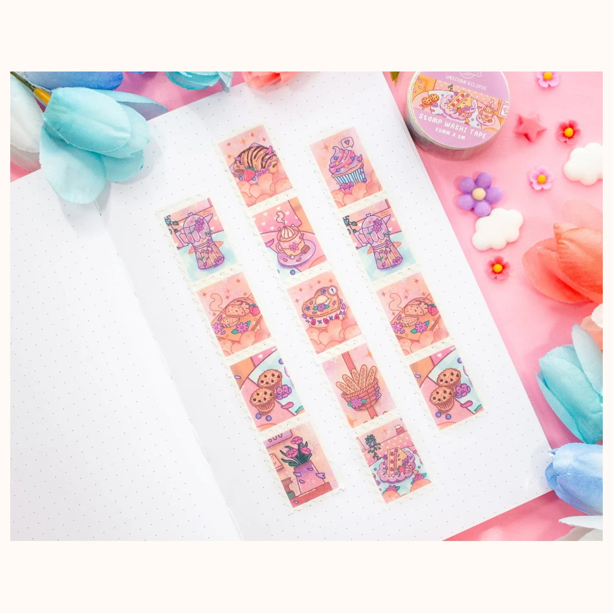 Cafe Quest Stamp Washi Tape | Aesthetic Kawaii Cute Stationery by Farouk Book Store
