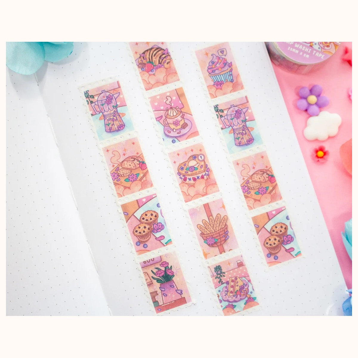 Cafe Quest Stamp Washi Tape | Aesthetic Kawaii Cute Stationery view 3