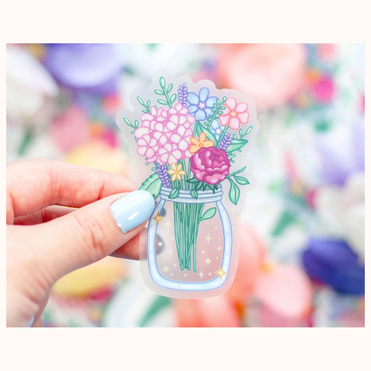 Flower Jar Vinyl CLEAR Sticker | Cute Aesthetic Waterproof Durable Laptop Sticker, stickers from Farouk Book Store
