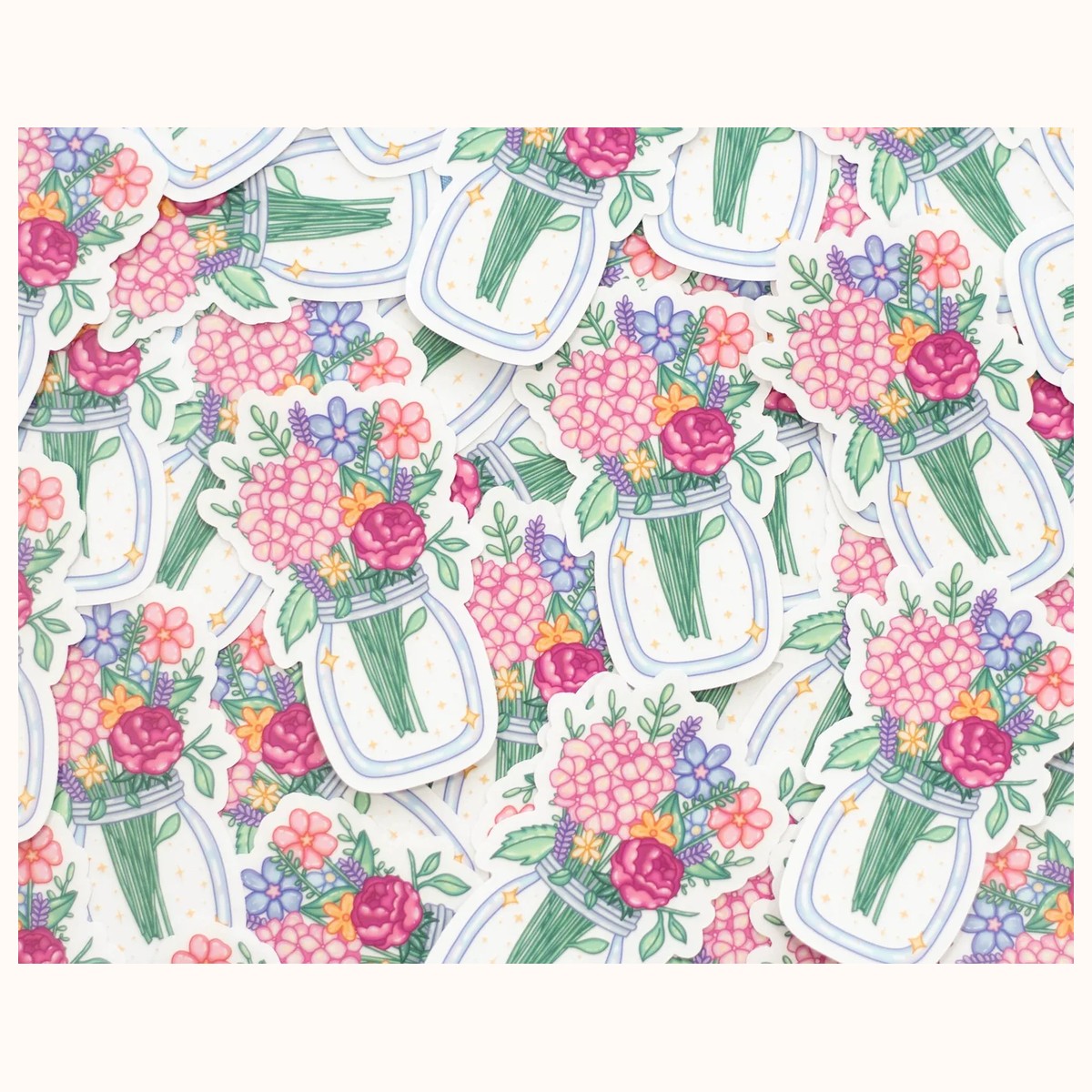 Flower Jar Vinyl CLEAR Sticker | Cute Aesthetic Waterproof Durable Laptop Sticker view 4