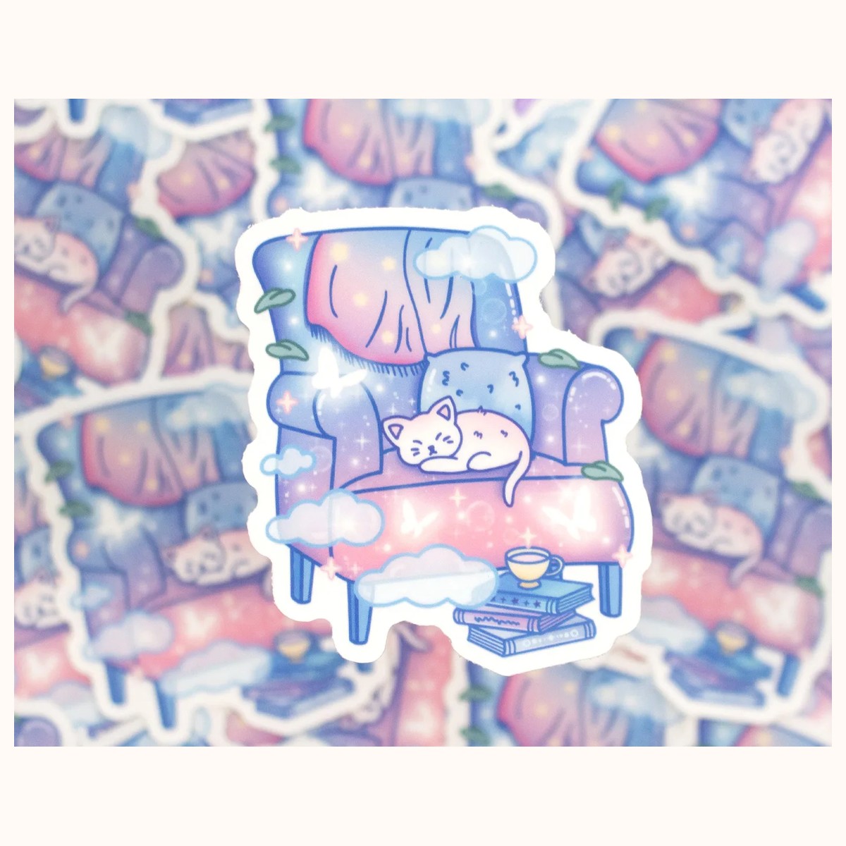 Reading Chair CLEAR Sticker | Cute Aesthetic Waterproof Durable Laptop Sticker view 2