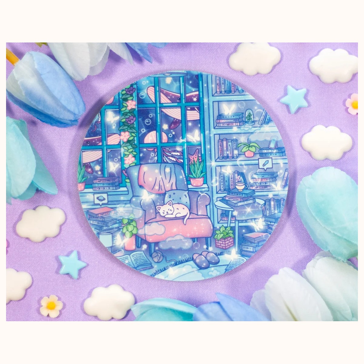 Reading Room Coaster | Kawaii Drinks Coaster Home Decor Accessories by Farouk Book Store
