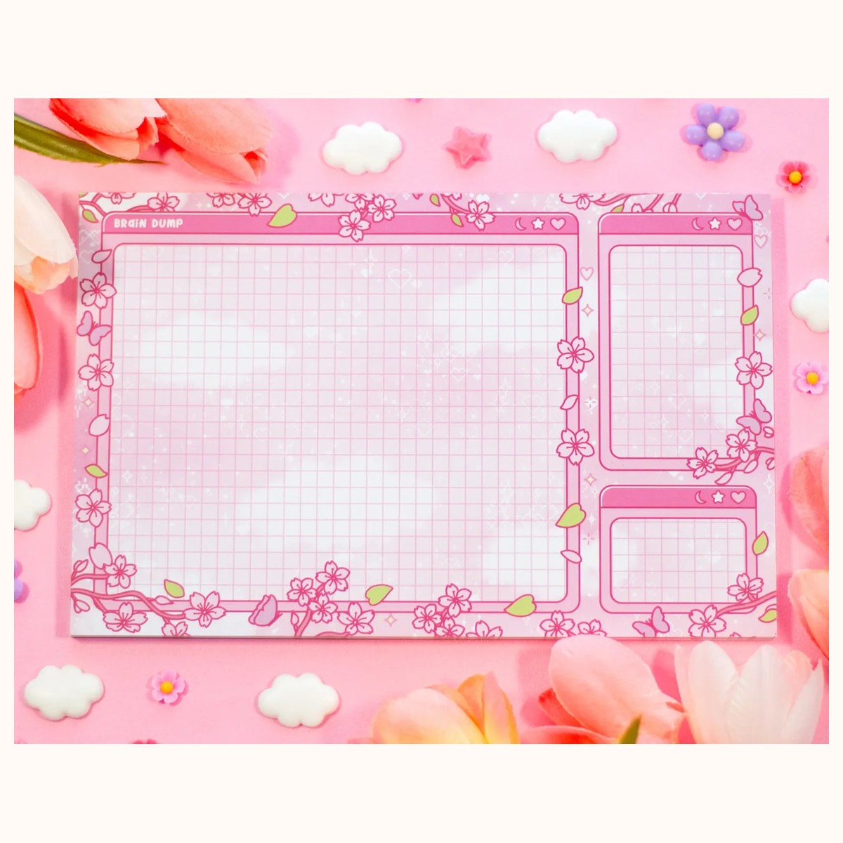 Sakura Brain Dump Planner Pad | Kawaii Art Cute Aesthetic Stationery Office Supplies Gift, notepads from Farouk Book Store