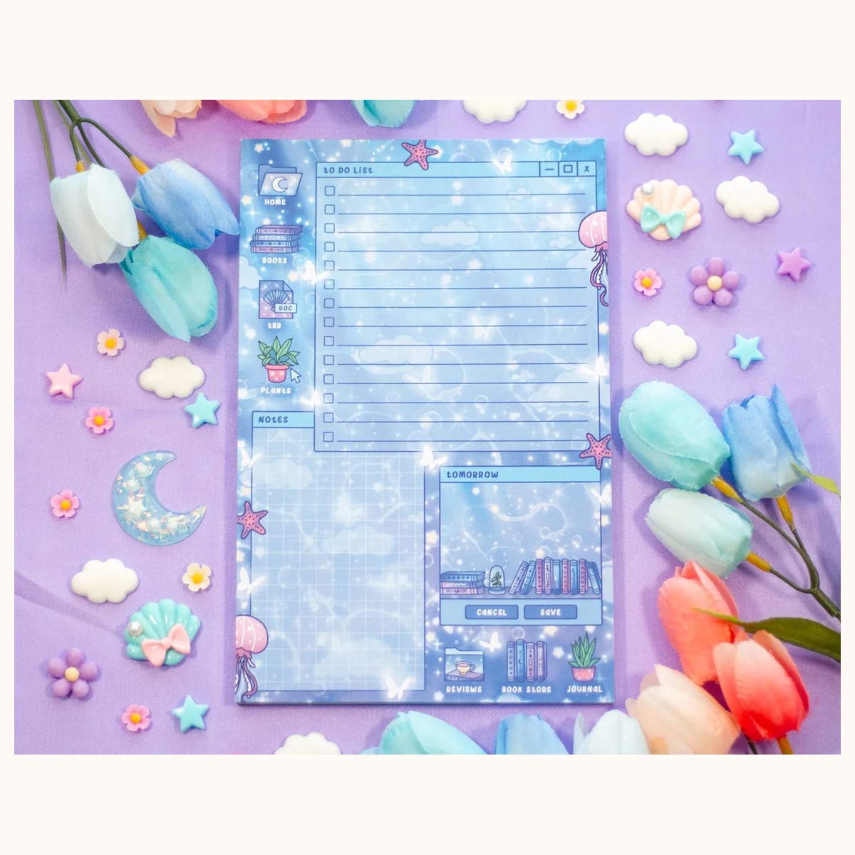 Reading Room Daily Planner Pad | Dreamy Floral Cute Kawaii Art Aesthetic Stationery Note Pad, notepads from Farouk Book Store