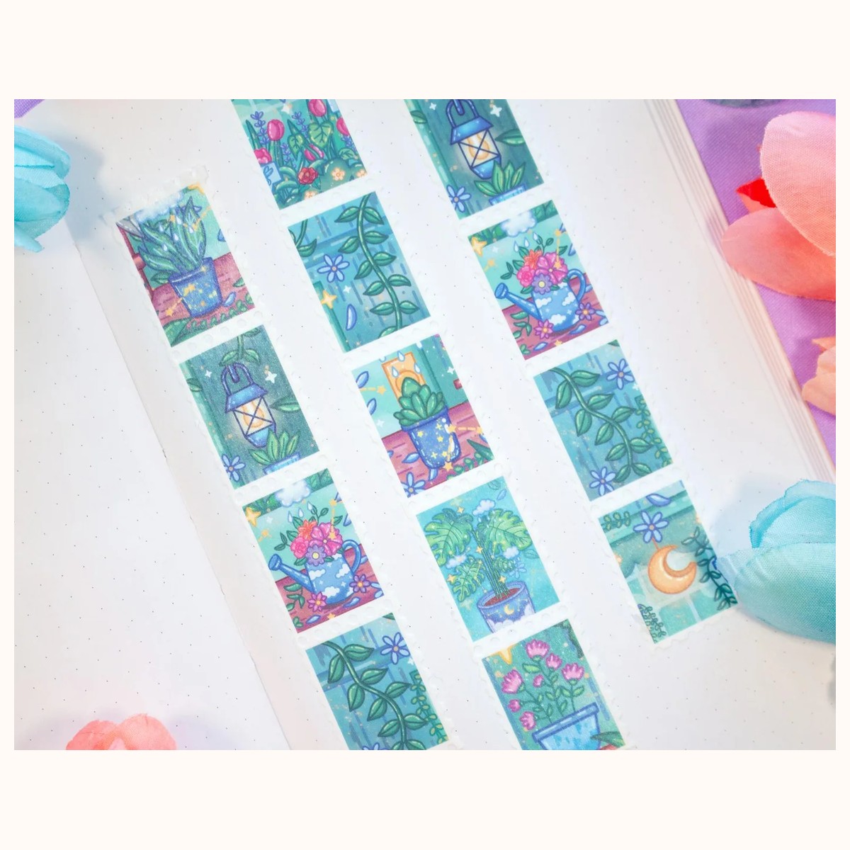 Botanical Bliss Stamp Washi Tape | Aesthetic Kawaii Cute Stationery view 2