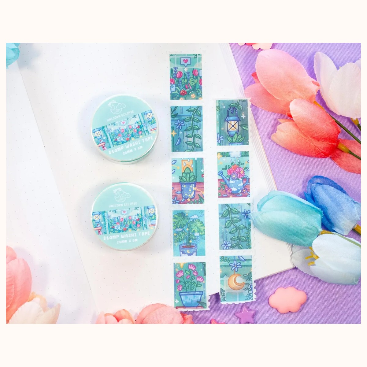 Botanical Bliss Stamp Washi Tape | Aesthetic Kawaii Cute Stationery view 3