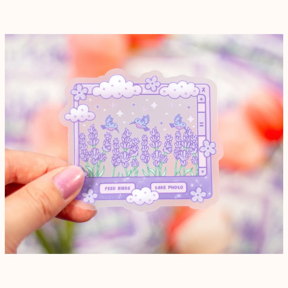Lavender Dreams CLEAR Sticker | Cute Aesthetic Waterproof Durable Laptop Sticker view 2