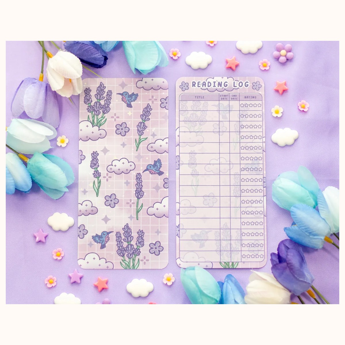Lavender Dreams Reading Log Bookmark by Farouk Book Store