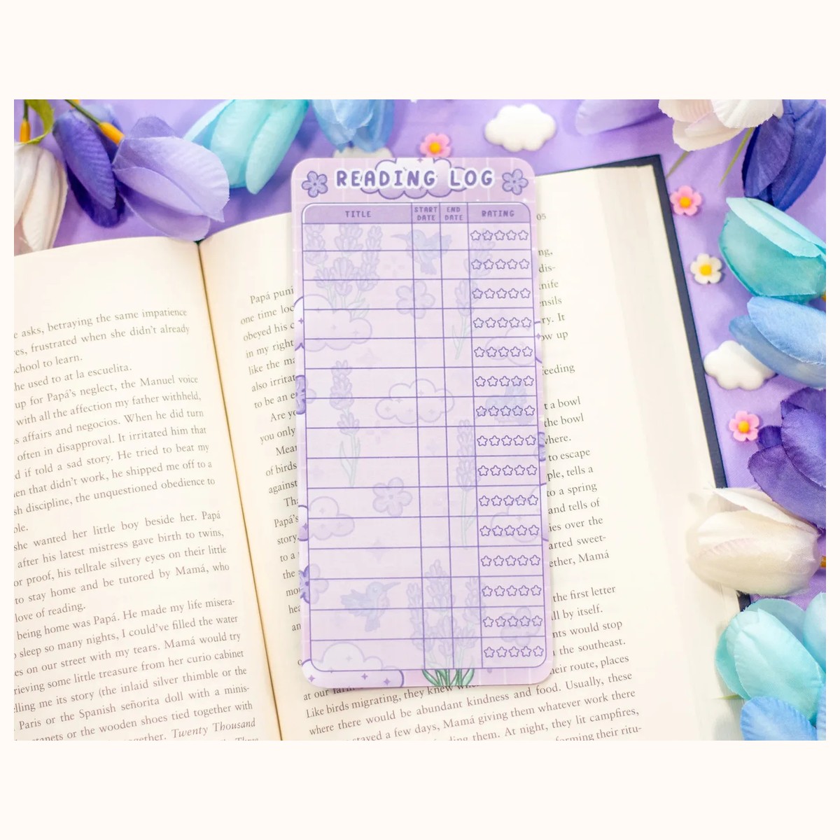 Lavender Dreams Reading Log Bookmark view 2