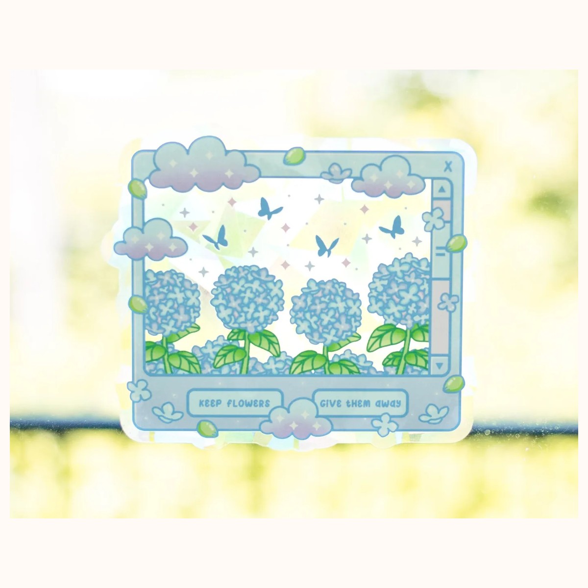 Hydrangea Dreams Suncatcher Sticker| Rainbow Maker Window Decal view 6