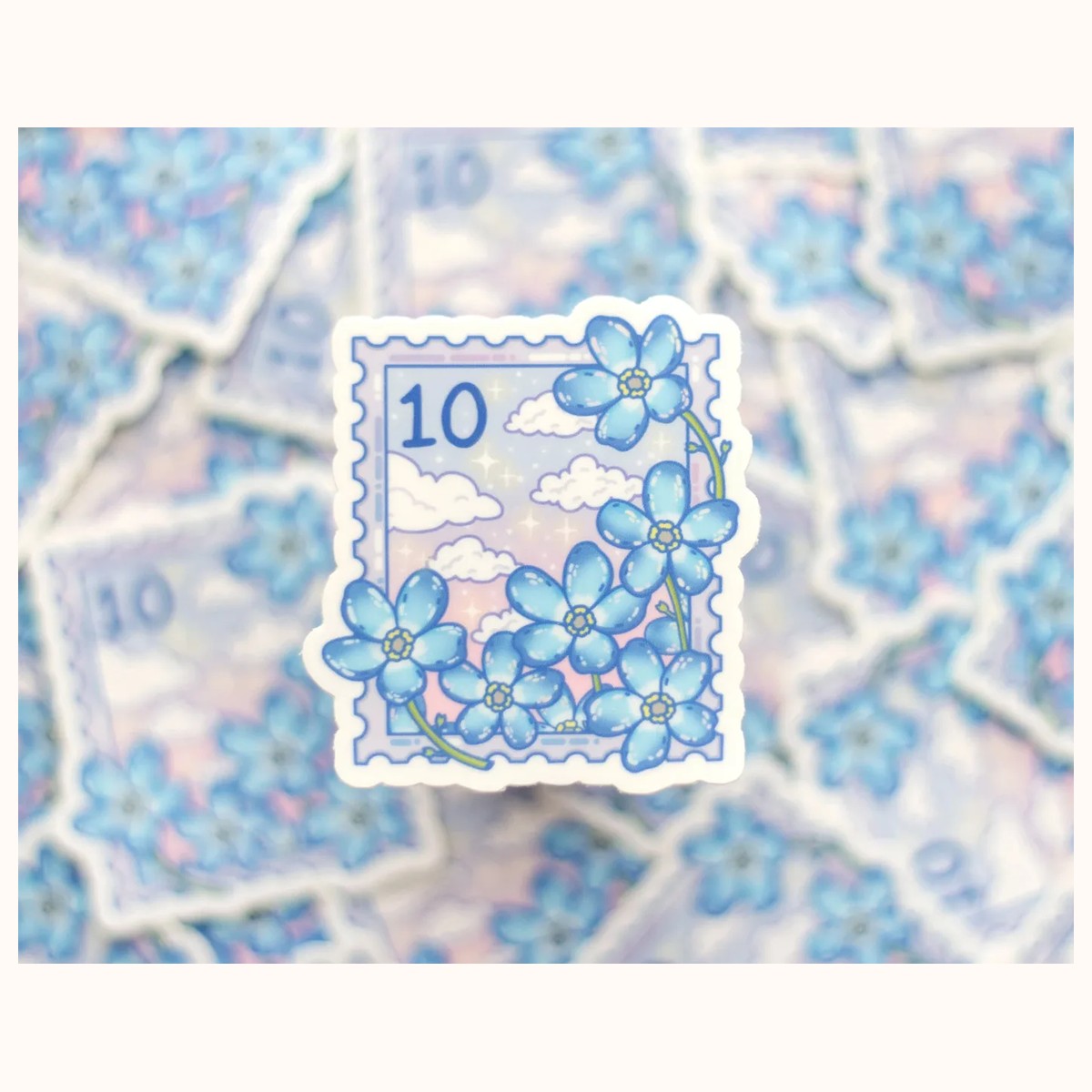 Forget Me Not Stamp Cute Aesthetic Vinyl Sticker view 2