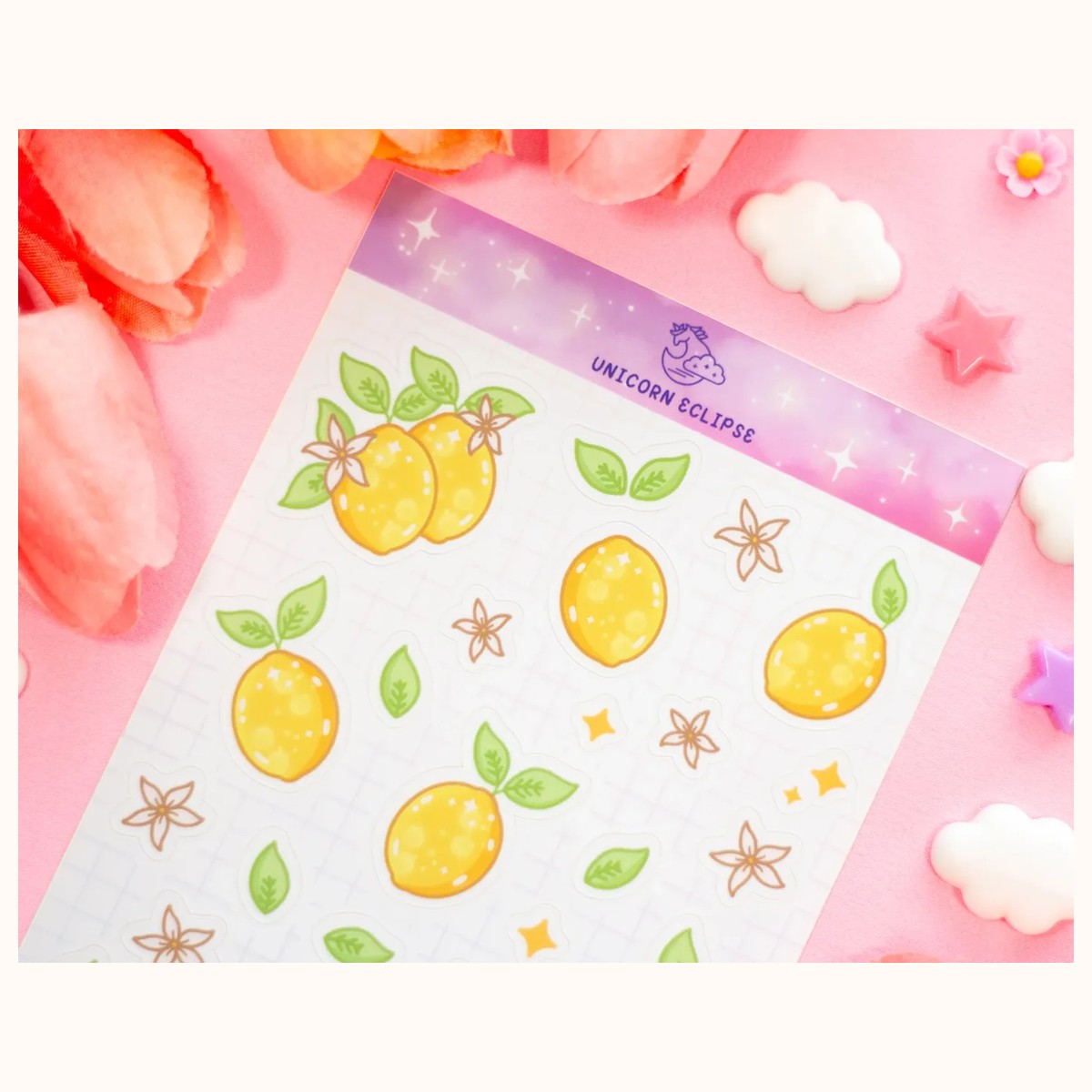 Lemons Aesthetic Sticker Sheet | Planner Stickers, Kawaii Stickers view 2