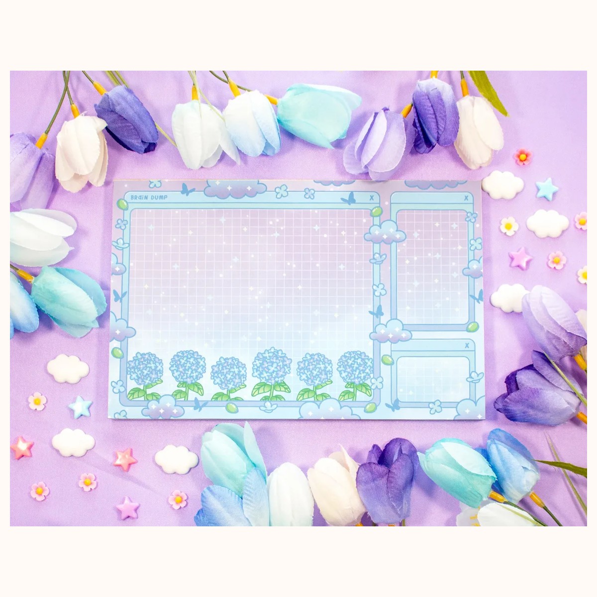 Hydrangea Dreams Brain Dump Planner Pad | Kawaii Art Cute Aesthetic Stationery Office Supplies Gift, notepads from Farouk Book Store