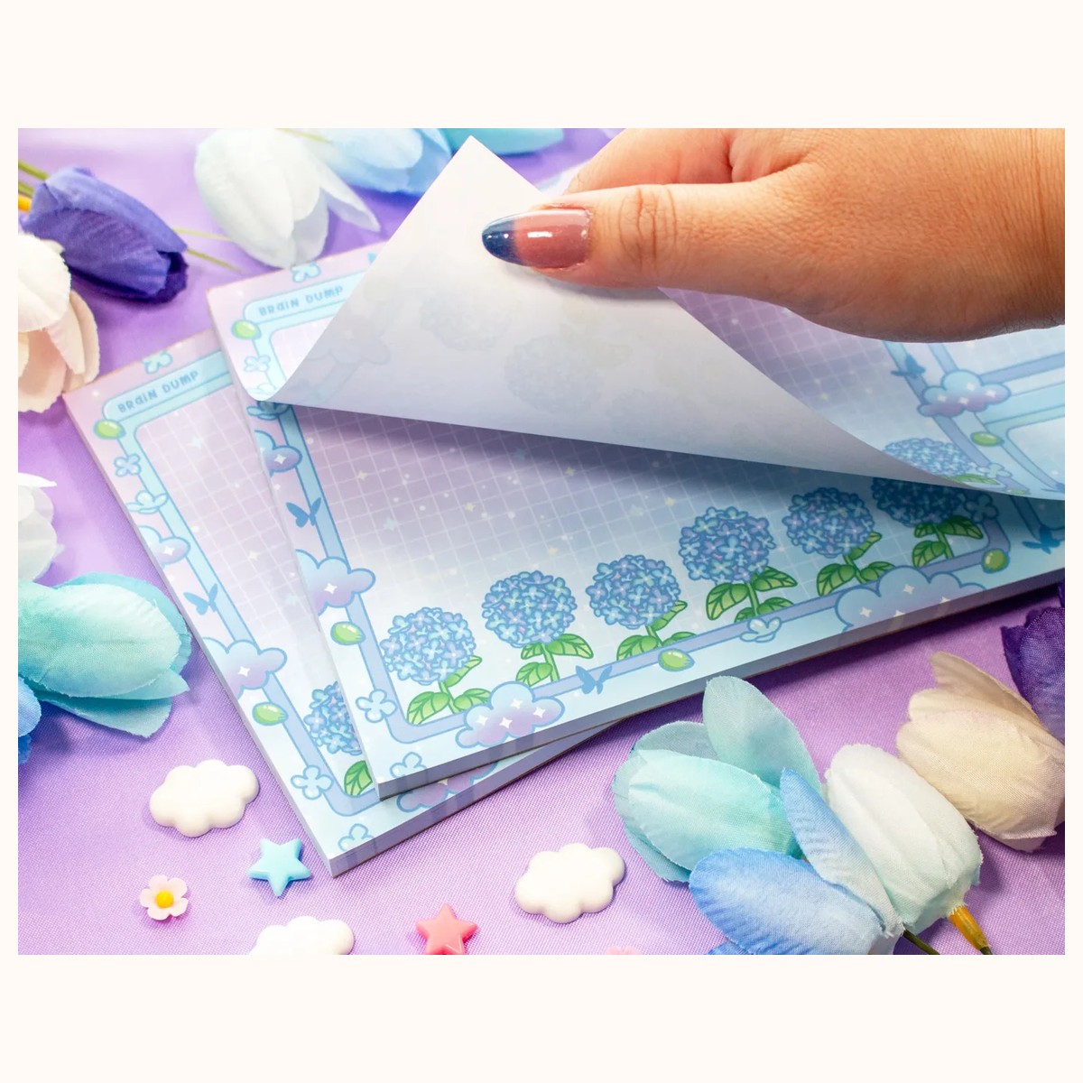 Hydrangea Dreams Brain Dump Planner Pad | Kawaii Art Cute Aesthetic Stationery Office Supplies Gift view 2