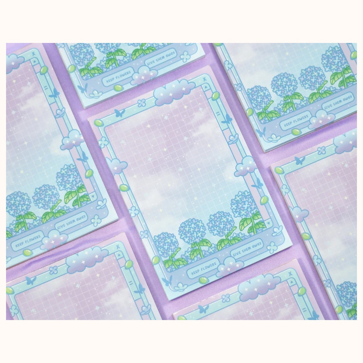 Hydrangea Dreams Gradient Aesthetic Dreamy Memo Notepad view 3