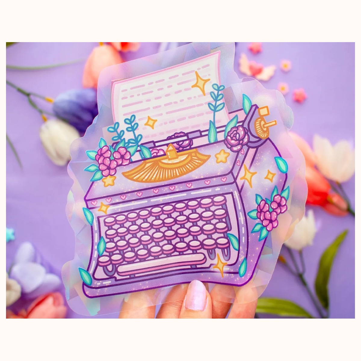 Typewriter Suncatcher Sticker | Rainbow Maker Window Decal view 6