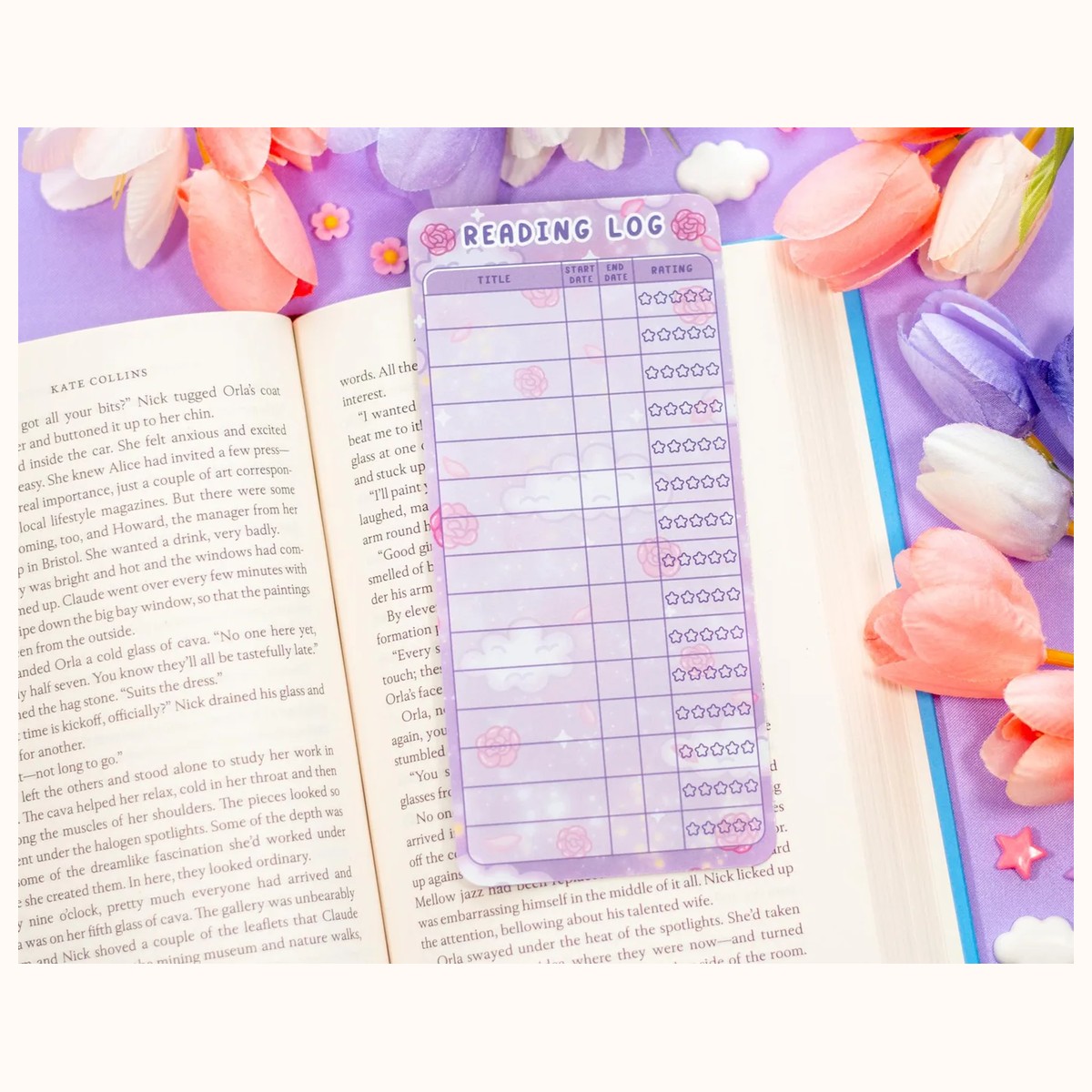 Pastel Academia Reading Log Bookmark view 2