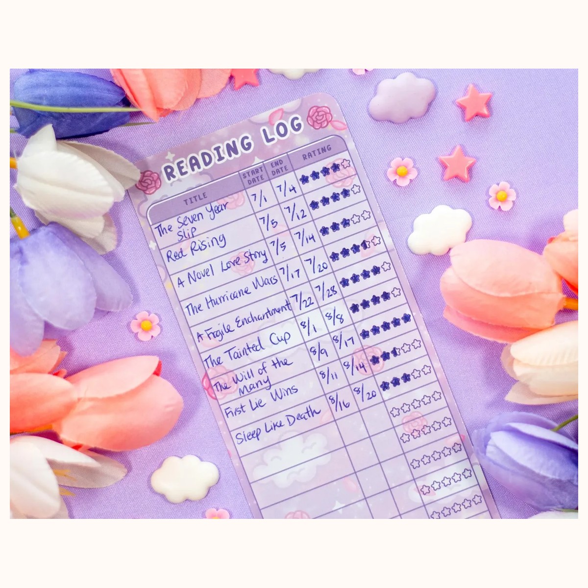 Pastel Academia Reading Log Bookmark view 7