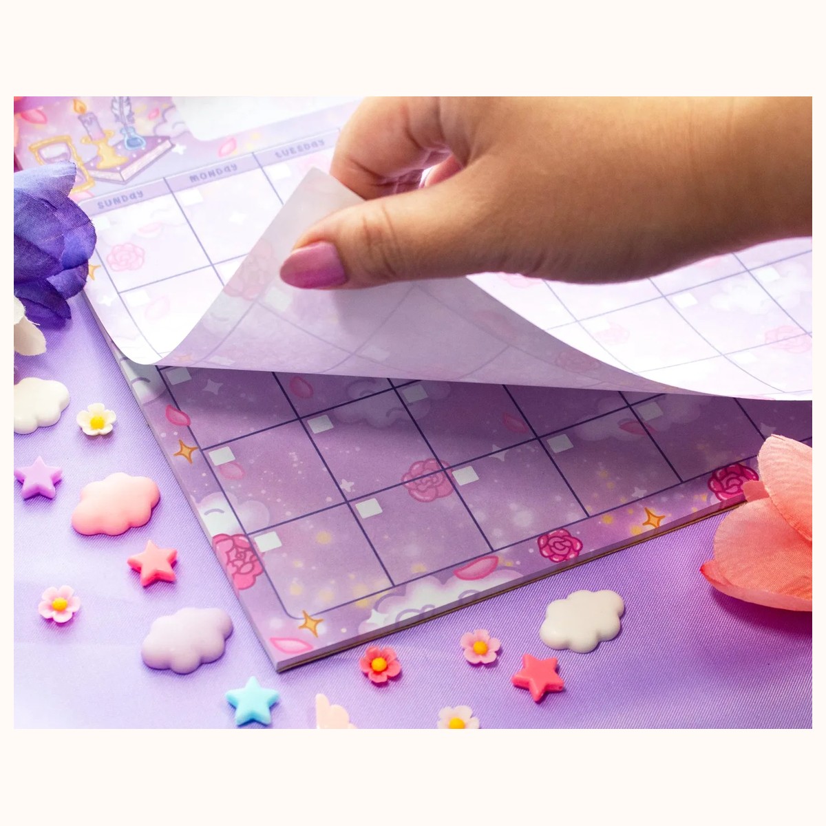 Pastel Academia Monthly Planner Pad | 24 Pages Dreamy Cute Aesthetic Stationery Note Pad view 2