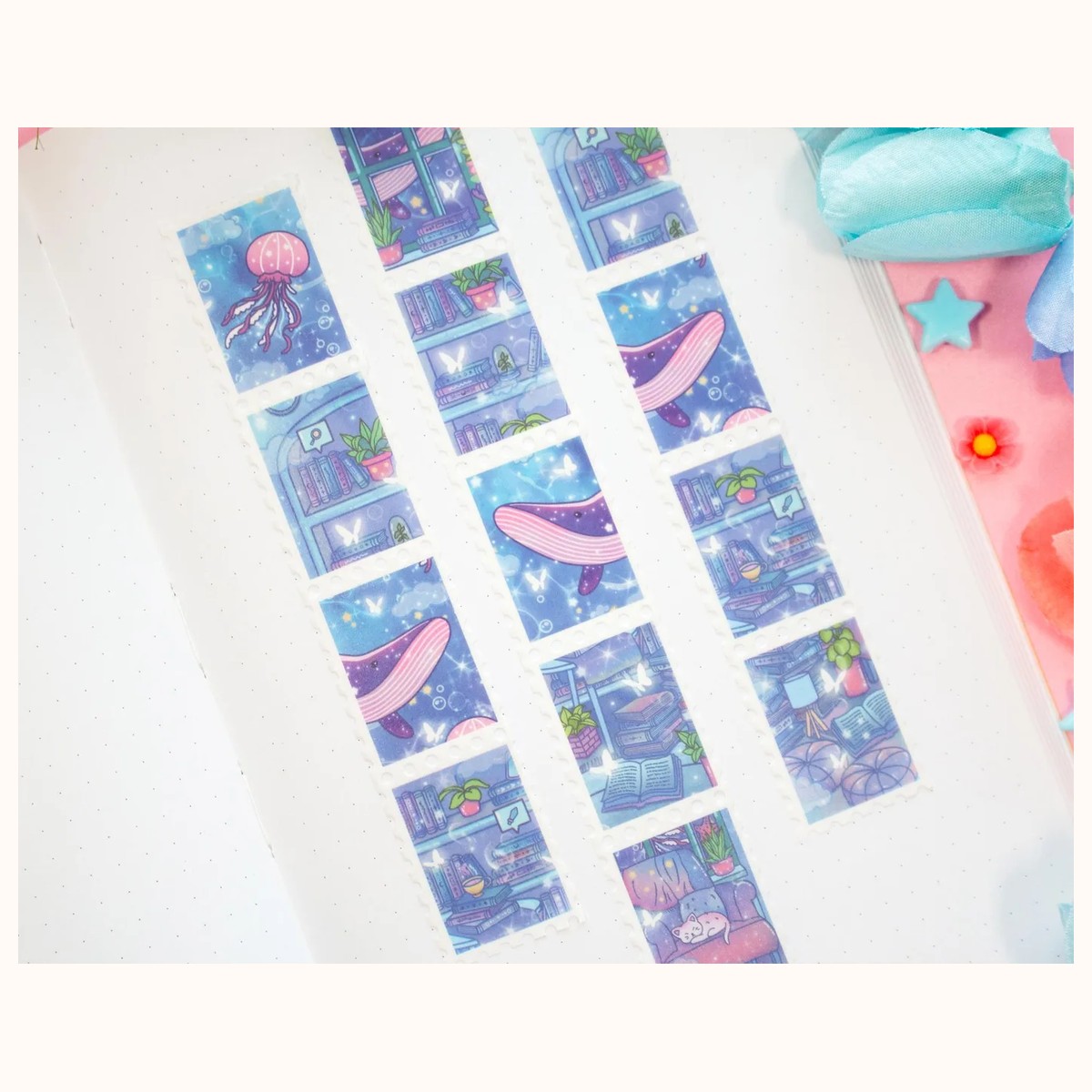 Reading Room Stamp Washi Tape | Aesthetic Kawaii Cute Stationery view 2