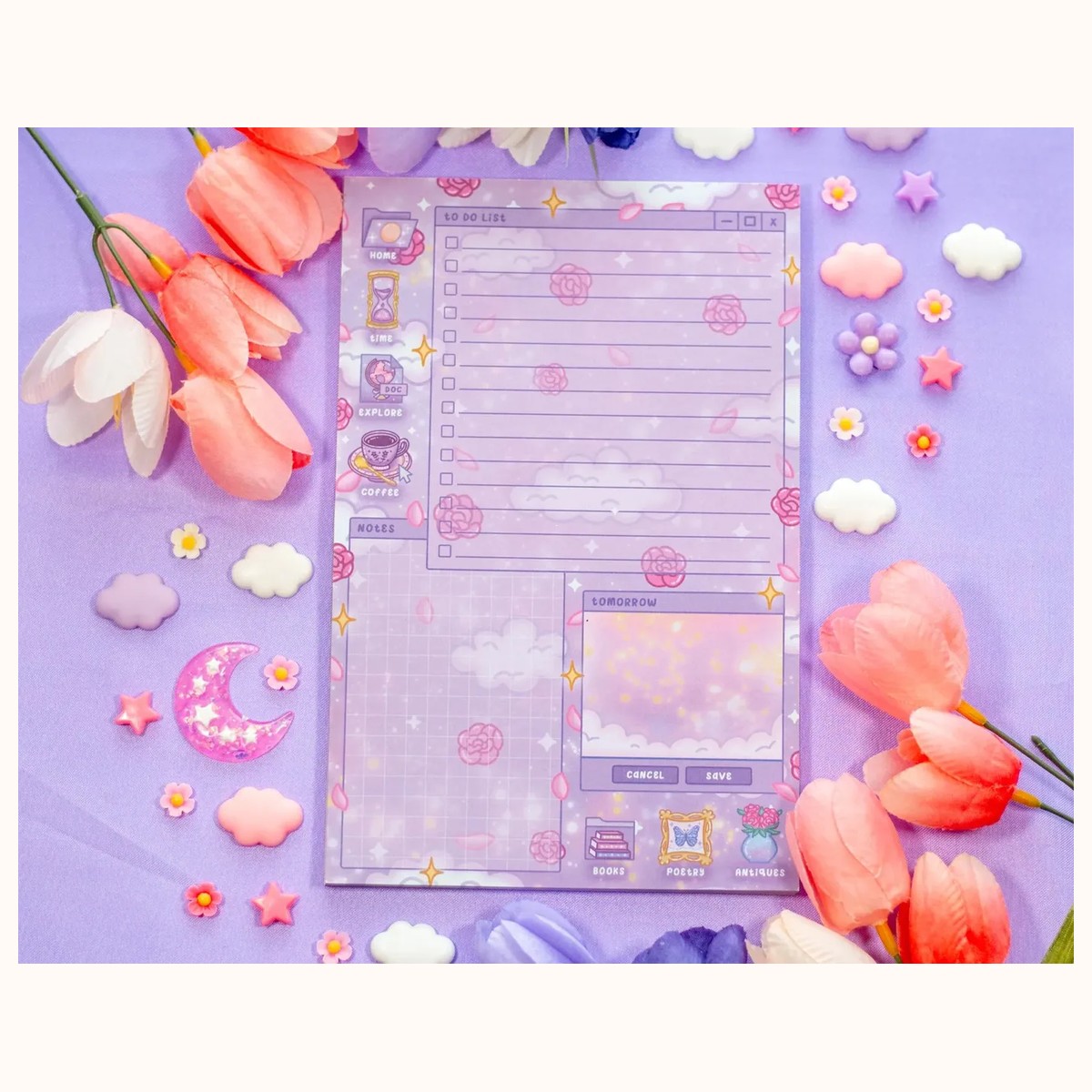 Pastel Academia Daily Planner Pad | Kawaii Art Cute Aesthetic Stationery Office Supplies Gift, notepads from Farouk Book Store