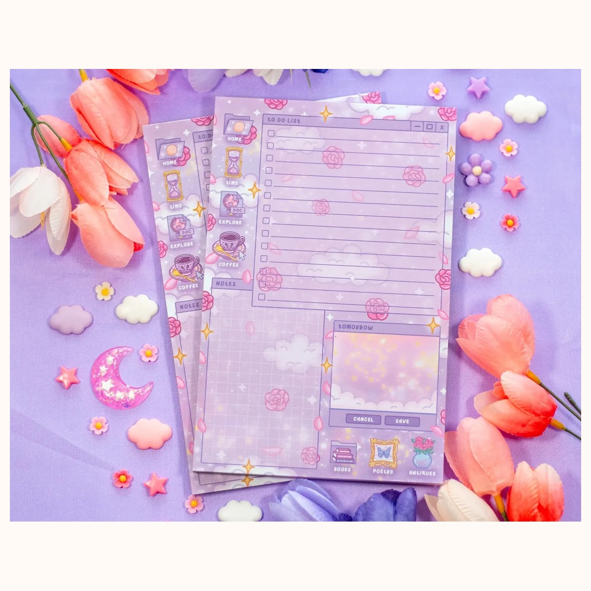 Pastel Academia Daily Planner Pad | Kawaii Art Cute Aesthetic Stationery Office Supplies Gift view 3