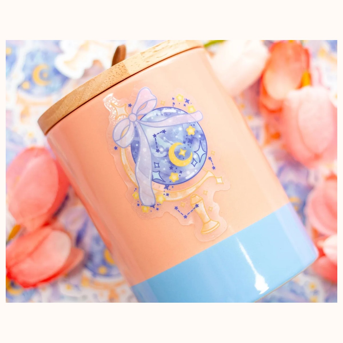 Celestial Globe CLEAR Sticker | Cute Aesthetic Waterproof Durable Laptop Sticker view 2