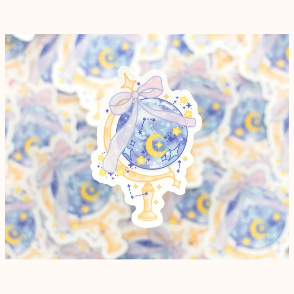 Celestial Globe CLEAR Sticker | Cute Aesthetic Waterproof Durable Laptop Sticker view 3