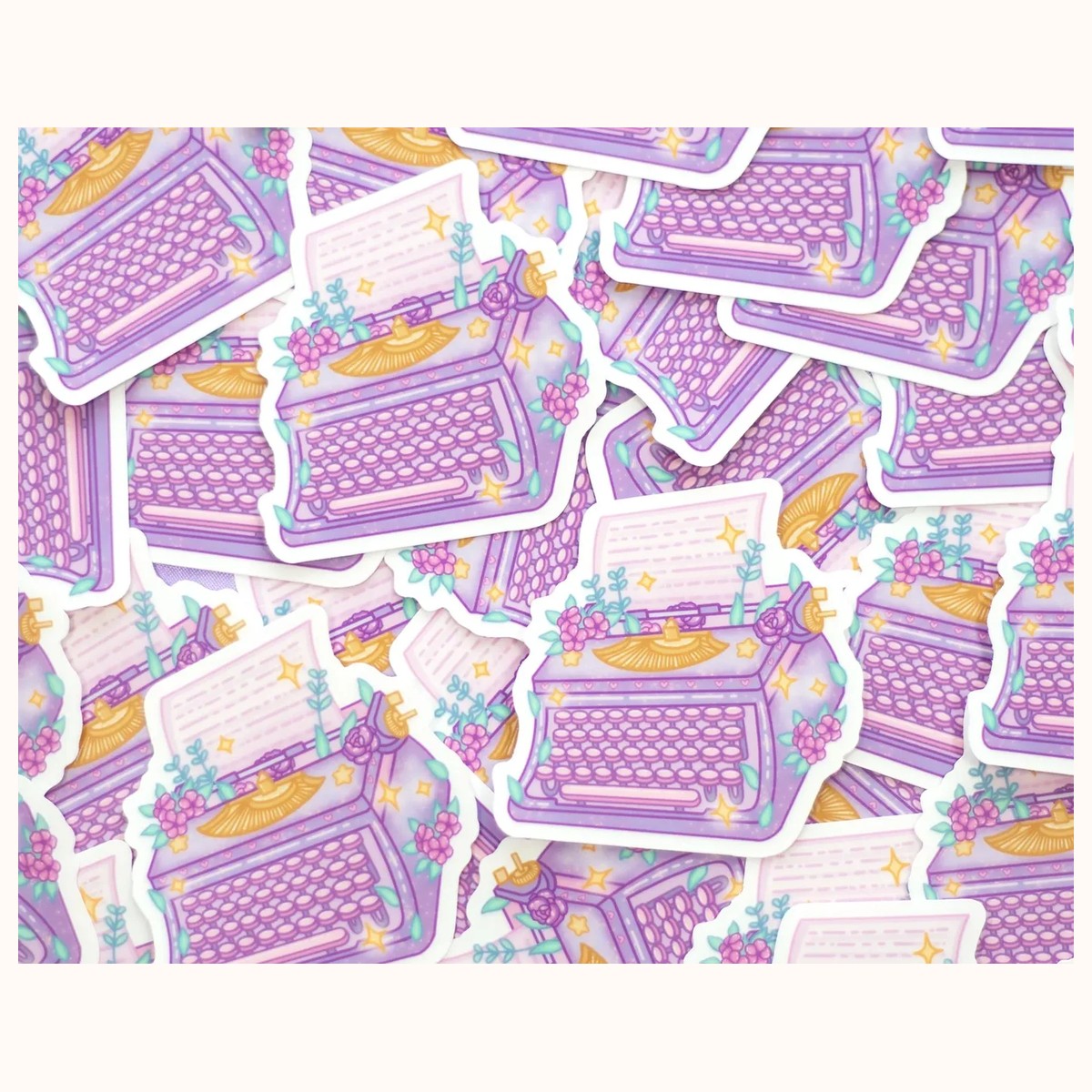 Typewriter CLEAR Sticker | Cute Aesthetic Waterproof Durable Laptop Sticker view 3