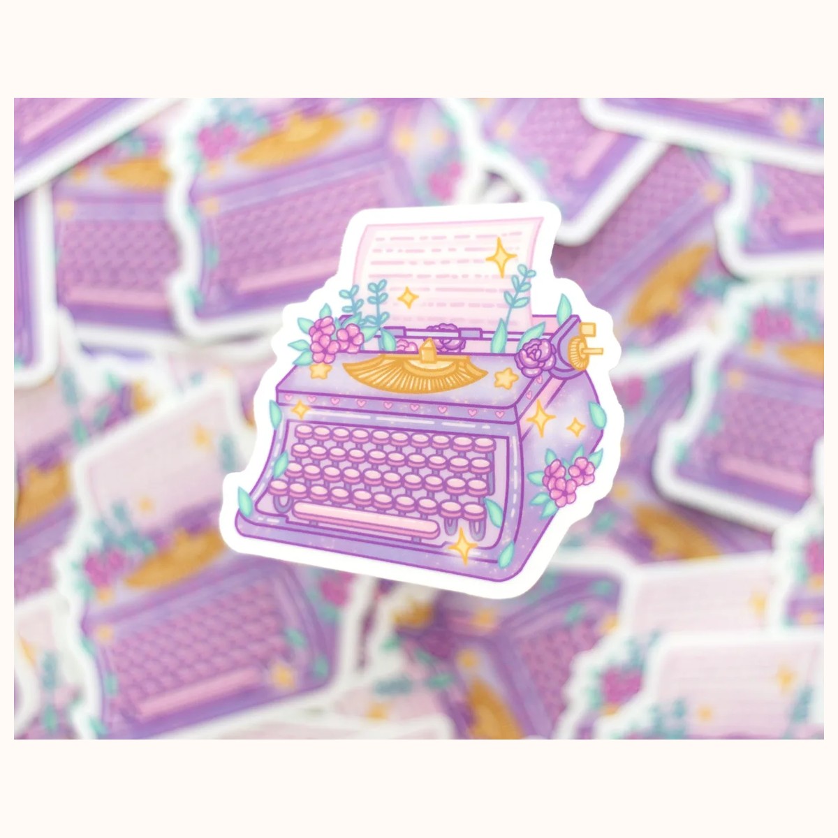 Typewriter CLEAR Sticker | Cute Aesthetic Waterproof Durable Laptop Sticker view 4