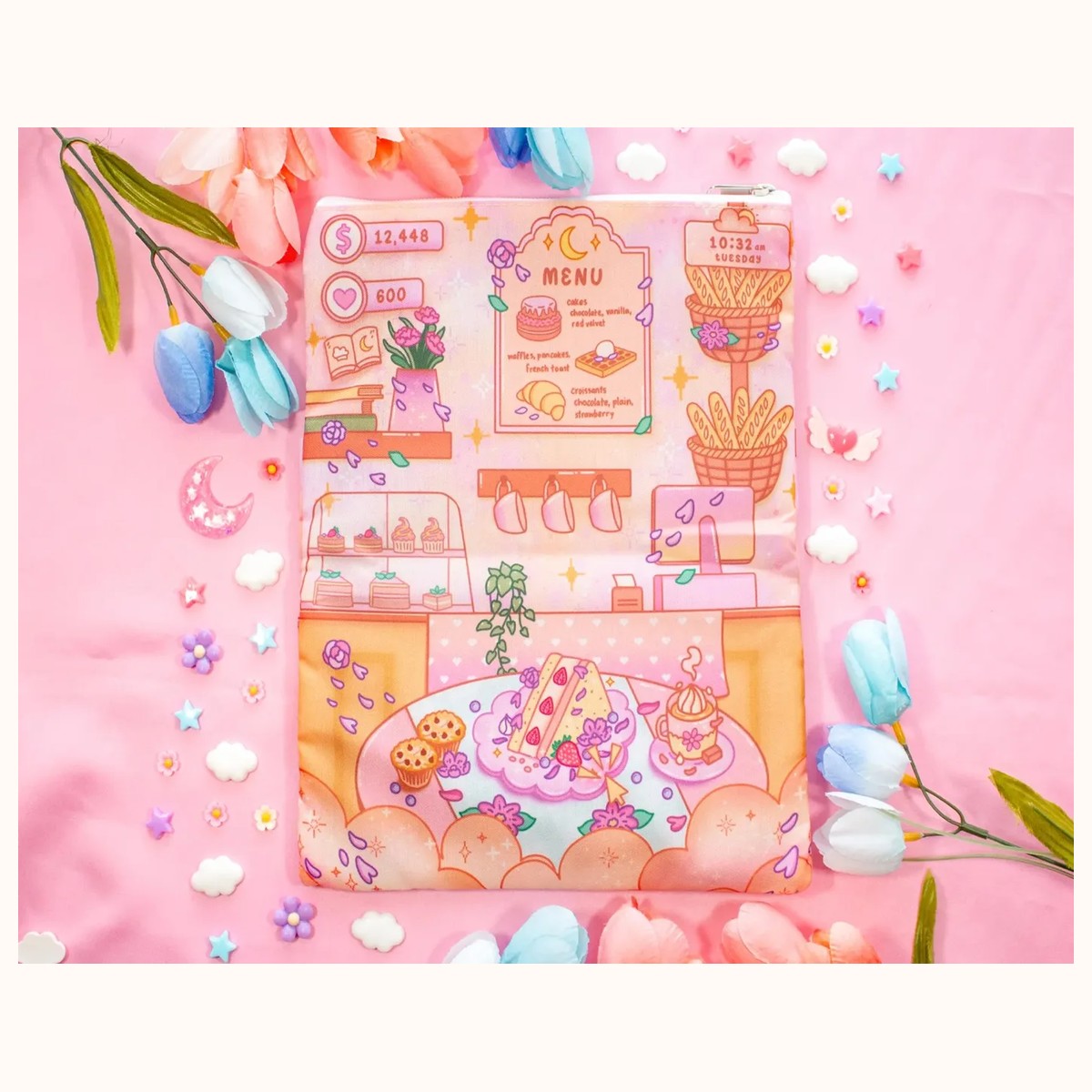 Cafe Quest Book Sleeve With Zipper and Pocket view 3