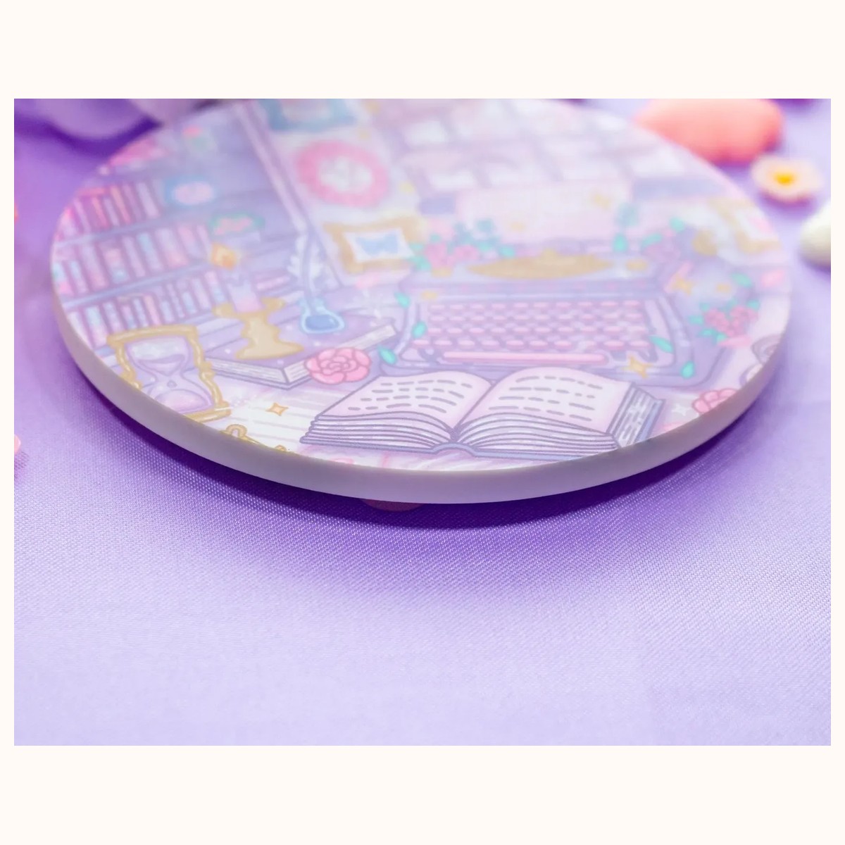 Pastel Academia Acrylic Coaster | Kawaii Drinks Coaster Home Decor Accessories view 4