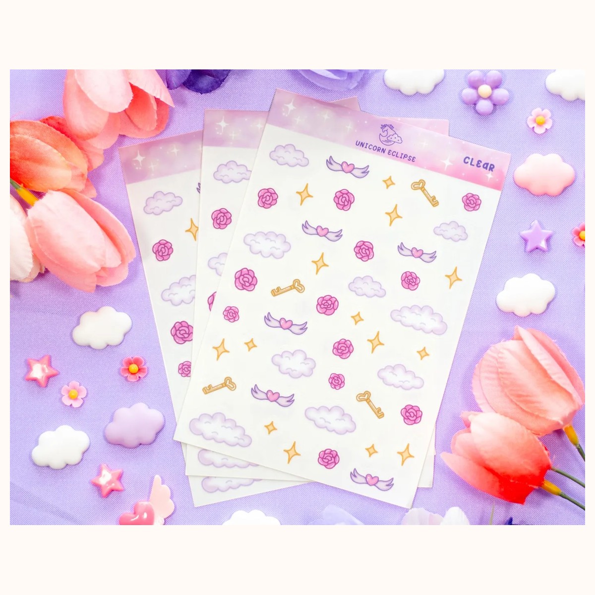Pastel Academia Deco CLEAR Sticker Sheet | Planner Stickers, Decorative Stickers view 3