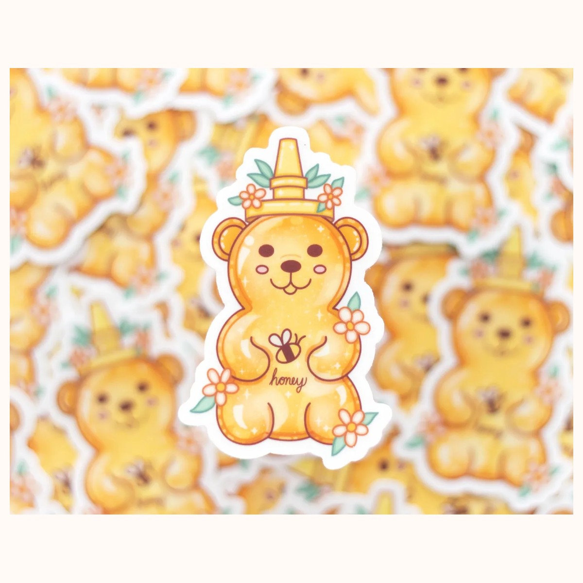 Honey Bear CLEAR Sticker | Cute Aesthetic Waterproof Durable Laptop Sticker view 2