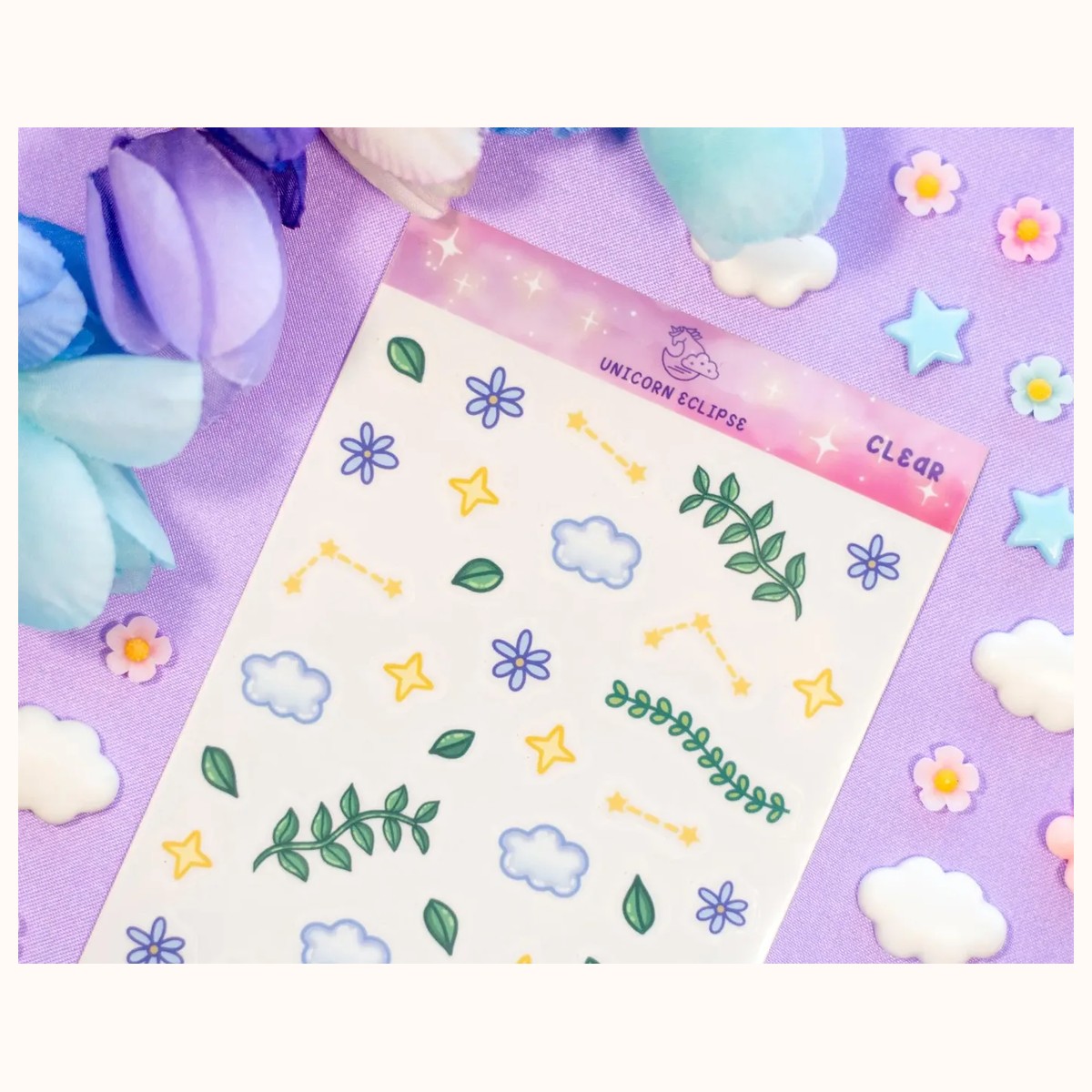 Botanical Bliss Deco CLEAR Sticker Sheet | Planner Stickers, Decorative Stickers view 2