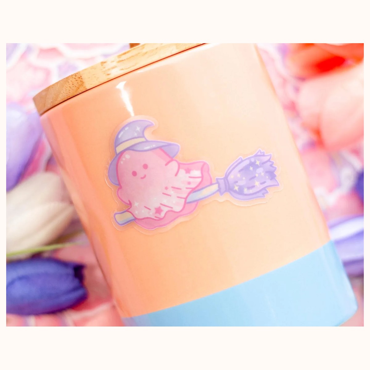 Ghost Witch CLEAR Sticker | Cute Aesthetic Waterproof Durable Laptop Sticker view 3