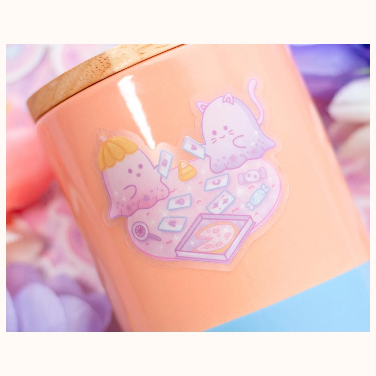 Ghost Game Night CLEAR Sticker | Cute Aesthetic Waterproof Durable Laptop Sticker view 3