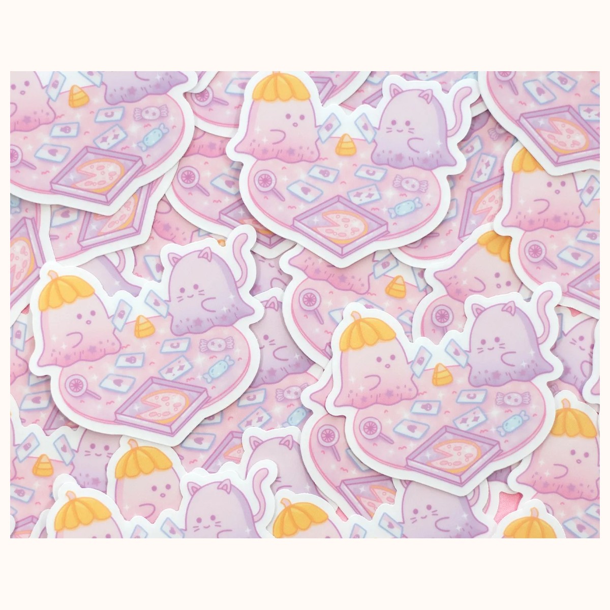 Ghost Game Night CLEAR Sticker | Cute Aesthetic Waterproof Durable Laptop Sticker view 4